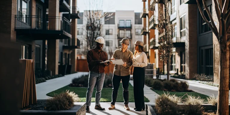 Multifamily property management team reviewing a value-add apartment community