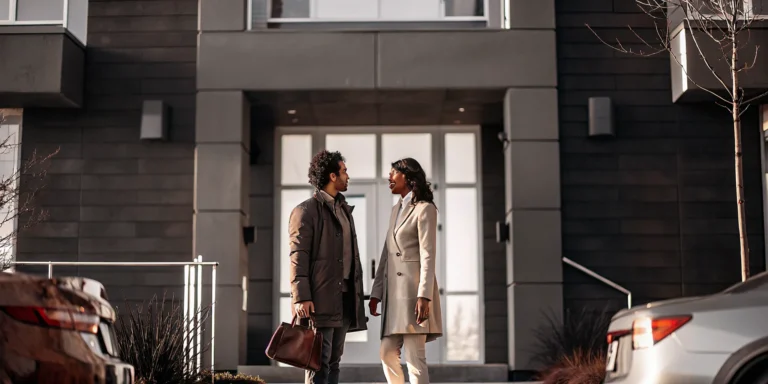 Modern multifamily apartment building exterior with professional property management in an urban setting