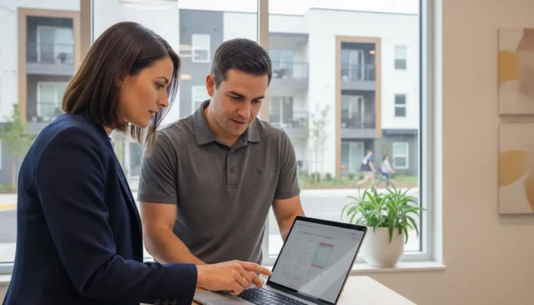Property manager reviewing student housing leasing and maintenance workflows
