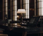 Modern multifamily leasing office desk with property management dashboard {{brizy_dc_image_alt entityId=
